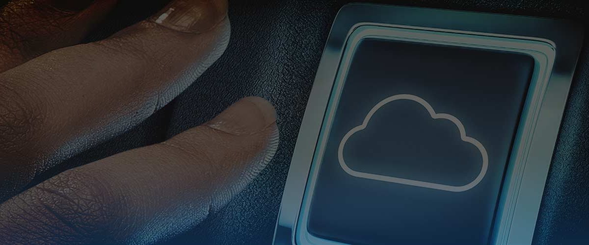 Cloud graphic button being pushed by finger