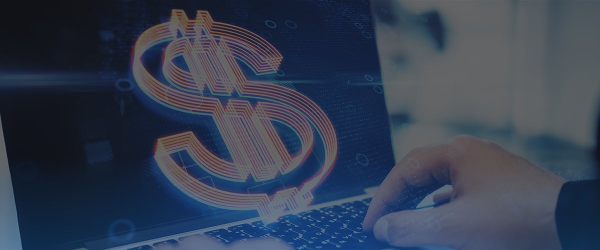 Laptop with stylized dollar symbol on the screen