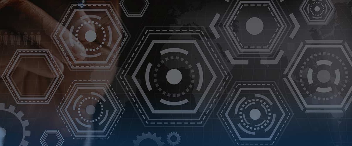 Lock grid pattern graphic superimposed over business man