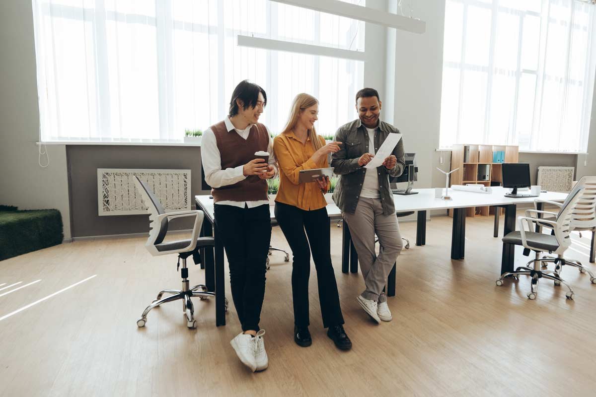 Team of business people meeting and working together