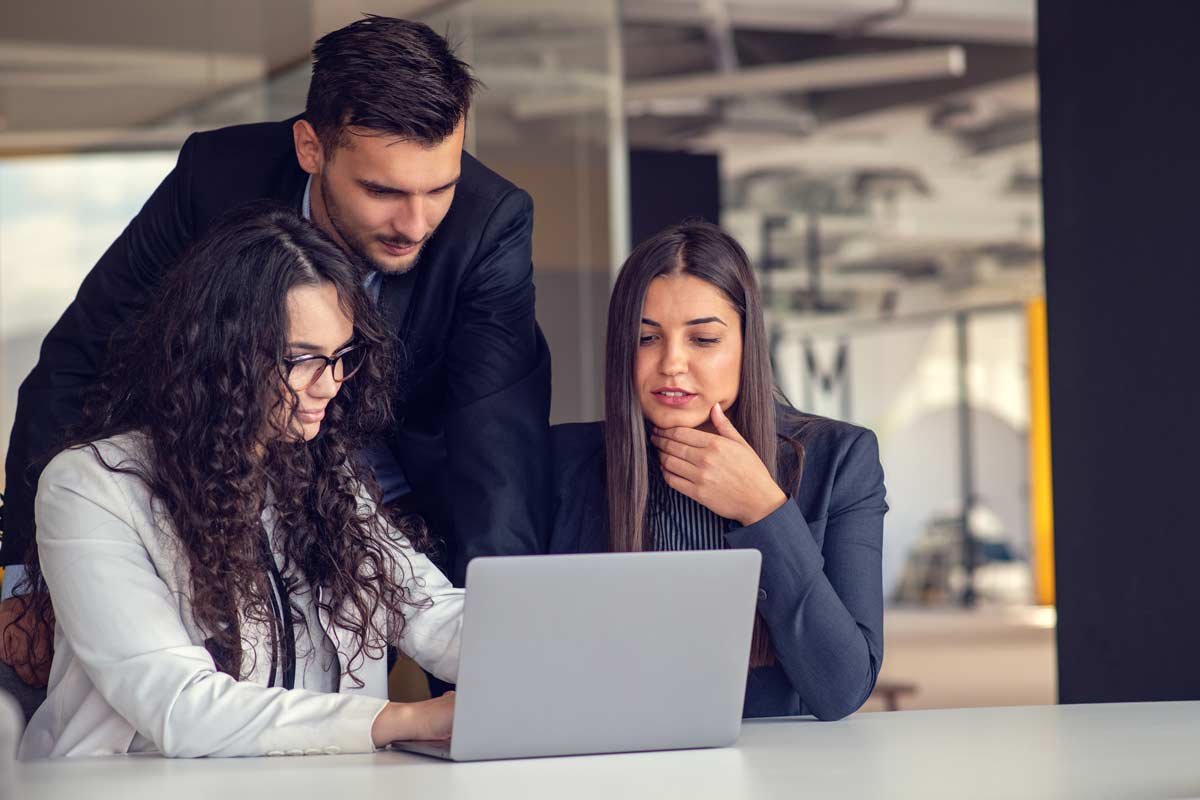 Teamwork, meeting and ideas for discussion with technology in planning